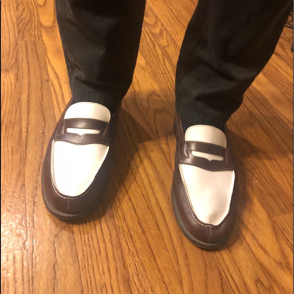 Men's JM Weston 180 Moccasin Leather Penny Loafer two tone split toe dress shoes